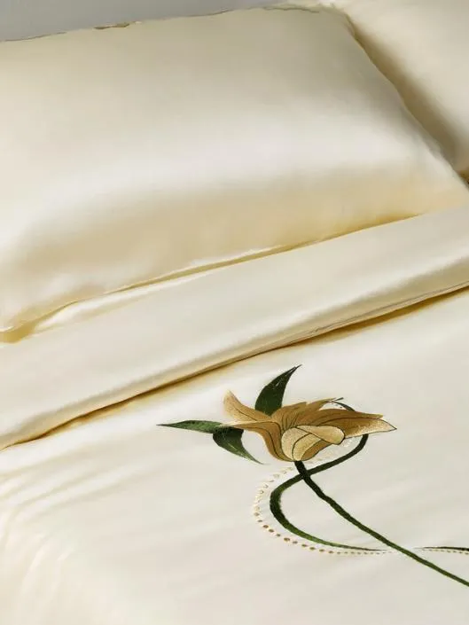 100 Mulberry Silk Pillowcase With Stunning Lily Embroidery Home Lilysilk Silk Pillowcases