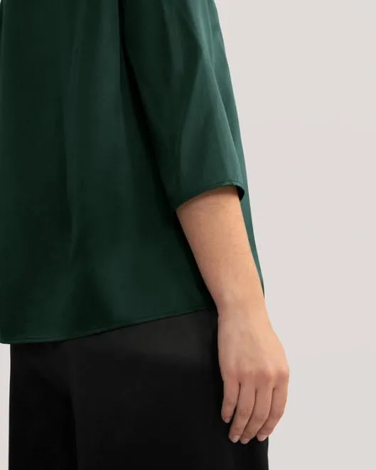 34 Sleeve Boat Neck Silk Blouse Women Lilysilk Tops