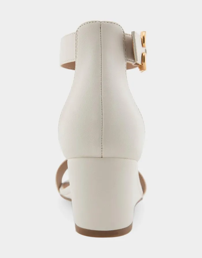 Aerosoles Comfortable Women039s Ankle Strap Mid Wedge Sandal In Eggnog Faux Leather Eggnog Faux Leather Women Wide Width Sandals