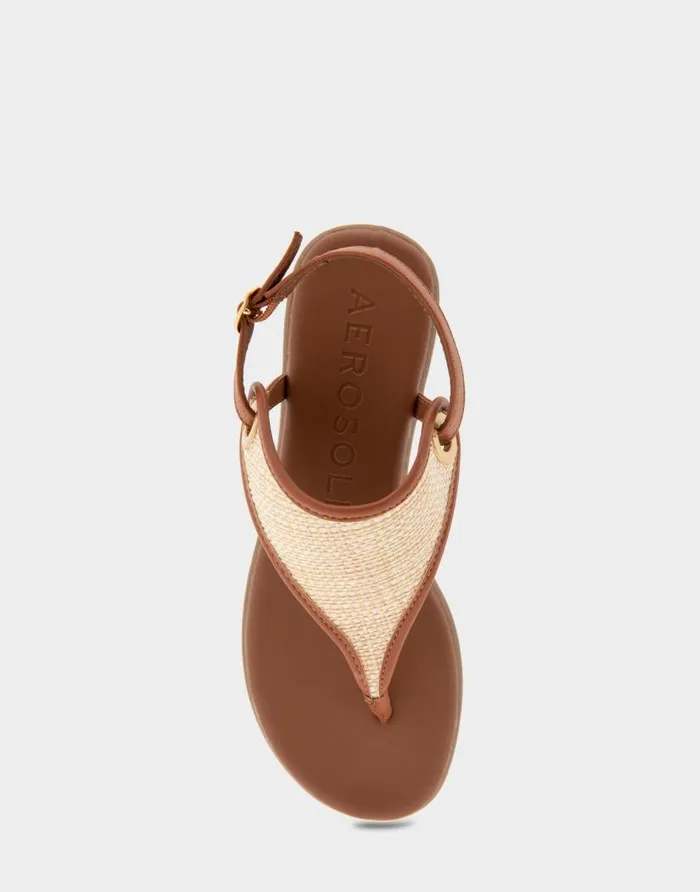 Aerosoles Comfortable Women039s Back Strap Thong Sandal In Natural Rattan Combo Rattan Fabric Natural Rattan Combo Women Clogs and Mules