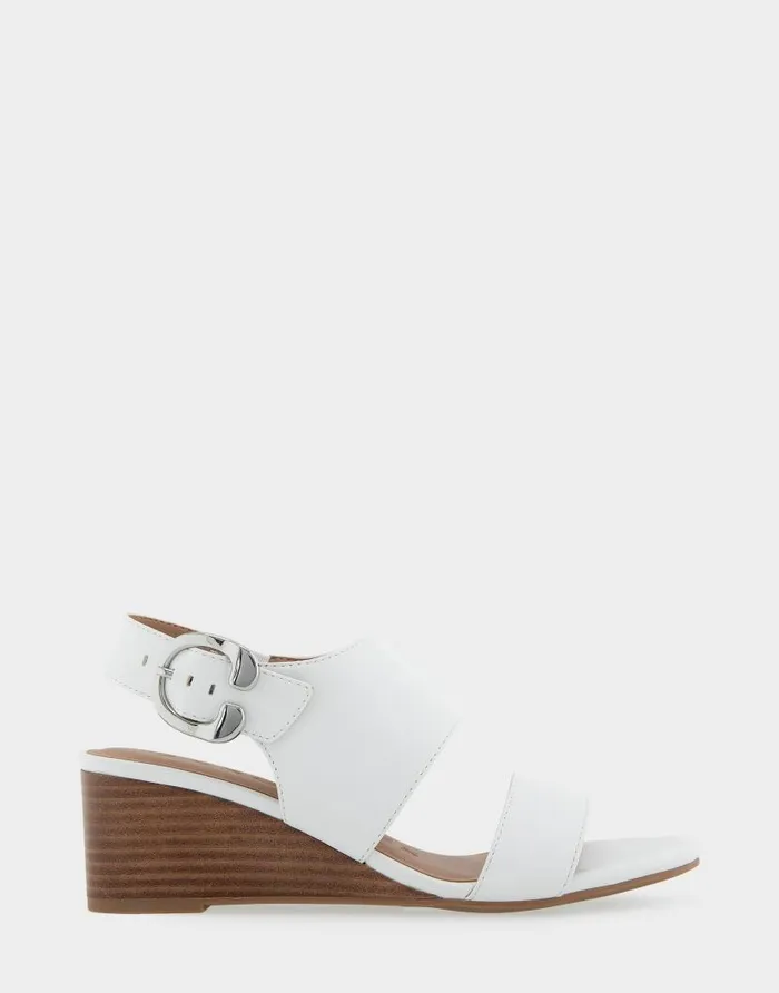 Aerosoles Comfortable Women039s Buckle Back Mid Wedge Sandal In White Faux Leather White Faux Leather Women Wide Width Sandals Aerosoles Comfortable Women039s Buckle Back Mid Wedge Sandal In White Faux Leather White Faux Leather Women Wide Width Sandals
