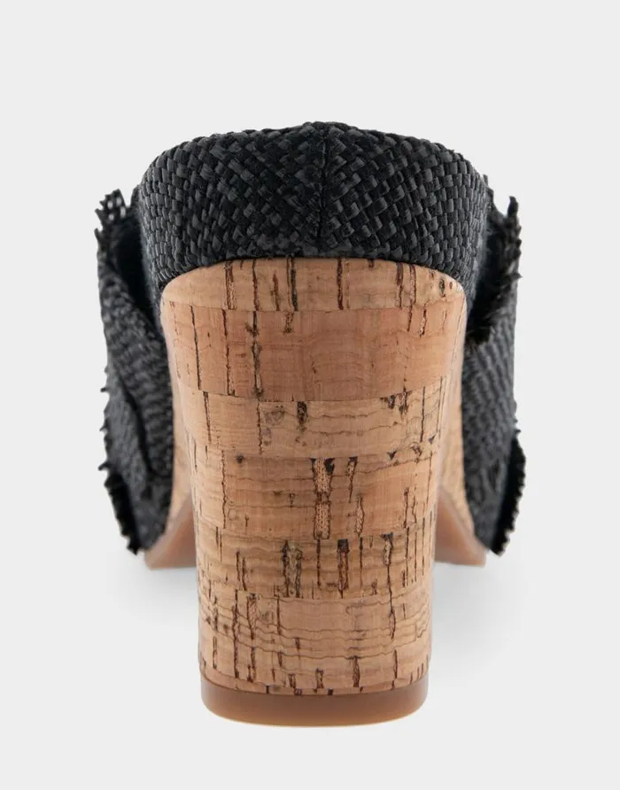 Aerosoles Comfortable Women039s Crisscross Footbed Wedge Sandal In Black Raffia Raffia Fabric Black Raffia Women Dress