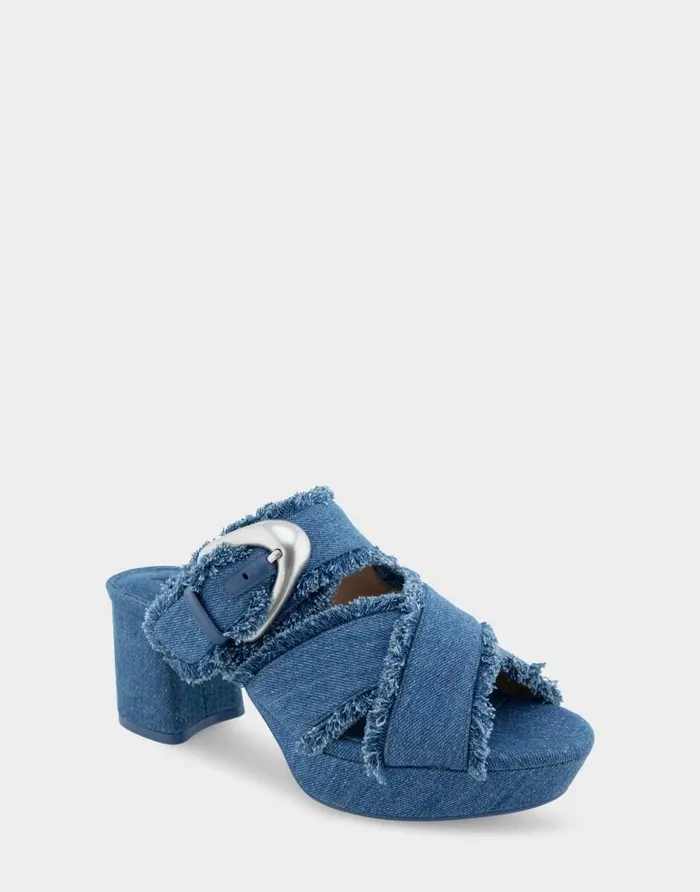 Aerosoles Comfortable Women039s Crisscross Platform Slide Sandal In Denim Fabric Denim Fabric Denim Fabric Women Wide Width Sandals