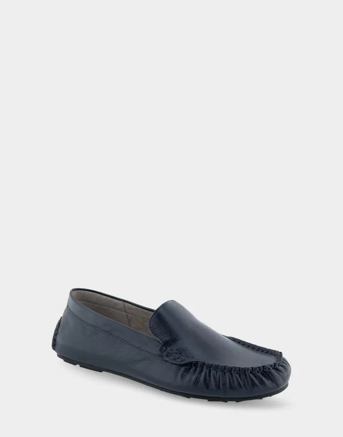 Aerosoles Comfortable Women039s Driver In Navy Leather Navy Leather Women Wide Width Flats