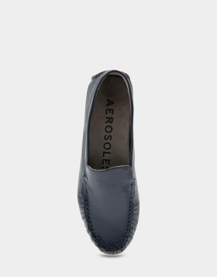Aerosoles Comfortable Women039s Driver In Navy Leather Navy Leather Women Wide Width Flats