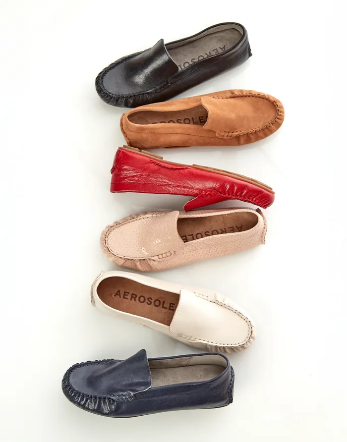 Aerosoles Comfortable Women039s Driver In Navy Leather Navy Leather Women Wide Width Flats