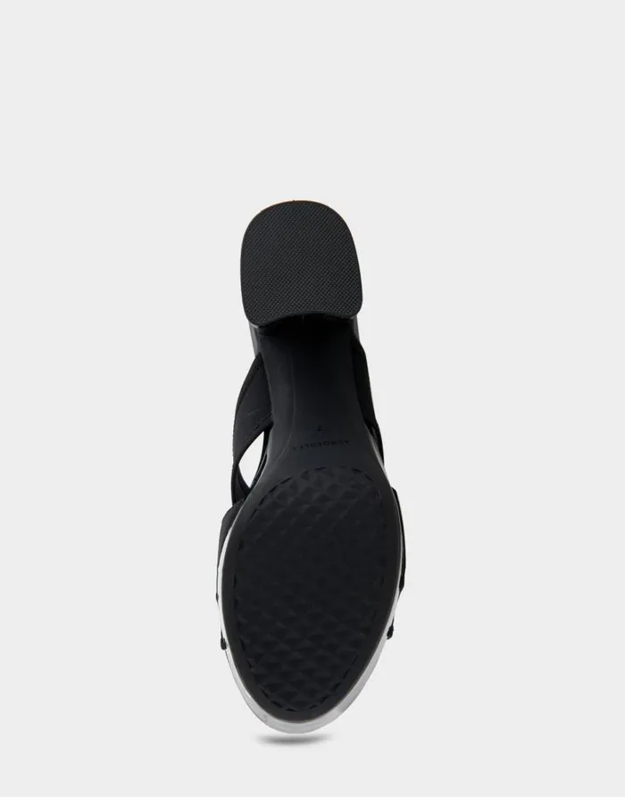 Aerosoles Comfortable Women039s Elastic Slide Platform Sandal In Black Elastic Elastic Fabric Black Elastic Women Clogs and Mules