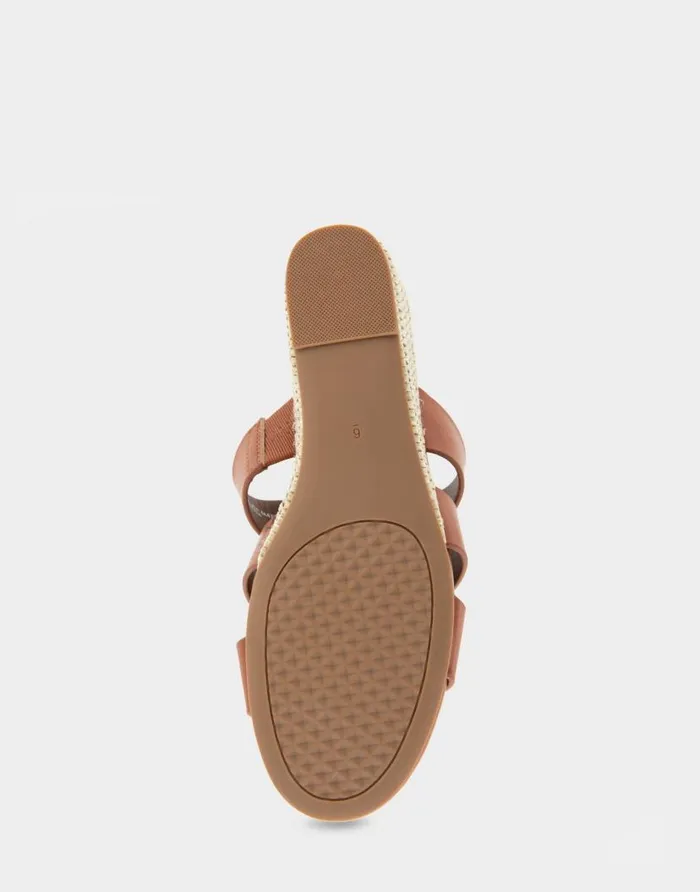Aerosoles Comfortable Women039s Fisherman Mid Wedge Slide In Gingerbread Faux Leather Gingerbread Faux Leather Women Dress