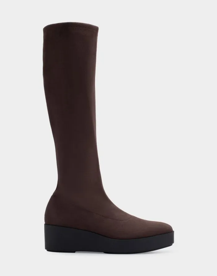 Aerosoles Comfortable Women039s Flatform Heel Tall Shaft Boot In Brown Stretch Faux Suede Java Stretch Faux Suede Women Wedges Aerosoles Comfortable Women039s Flatform Heel Tall Shaft Boot In Brown Stretch Faux Suede Java Stretch Faux Suede Women Wedges