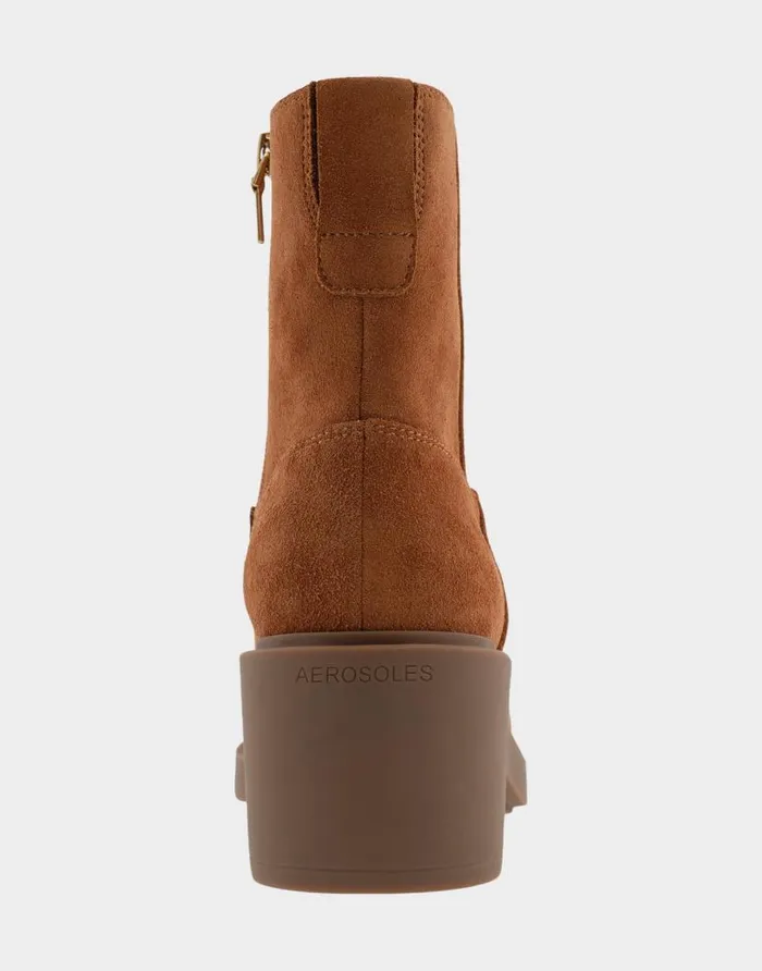 Aerosoles Comfortable Women039s Heeled Ankle Boot In Tan Genuine Suede Tan Genuine Suede Women Heeled Boots
