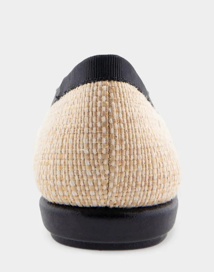 Aerosoles Comfortable Women039s Hidden Mini Wedge Ballet Flat In Natural Raffia Combo Raffia Fabric Natural Raffia Combo Women Clogs and Mules