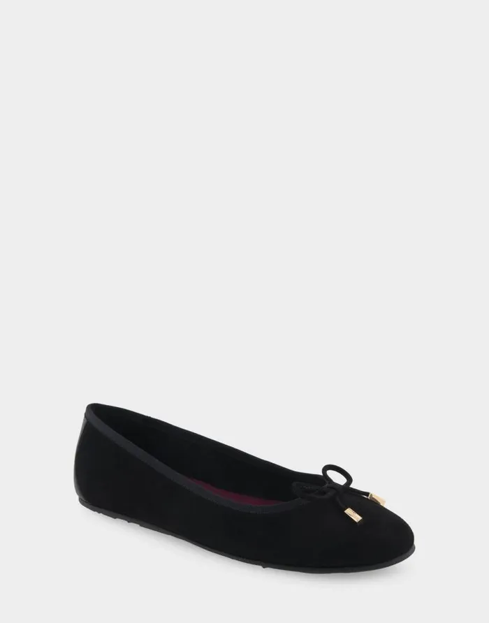 Aerosoles Comfortable Women039s Hidden Wedge Ballet Flat In Black Genuine Suede Black Genuine Suede Women Dress