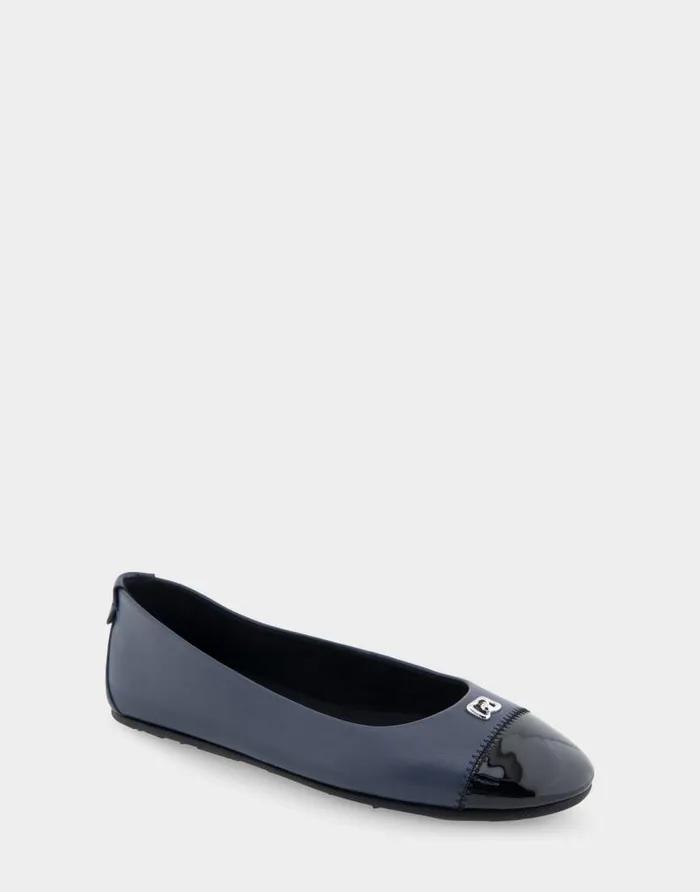 Aerosoles Comfortable Women039s Hidden Wedge Ballet Flat In Navy Genuine Leather Navy Genuine Leather Women Ballet