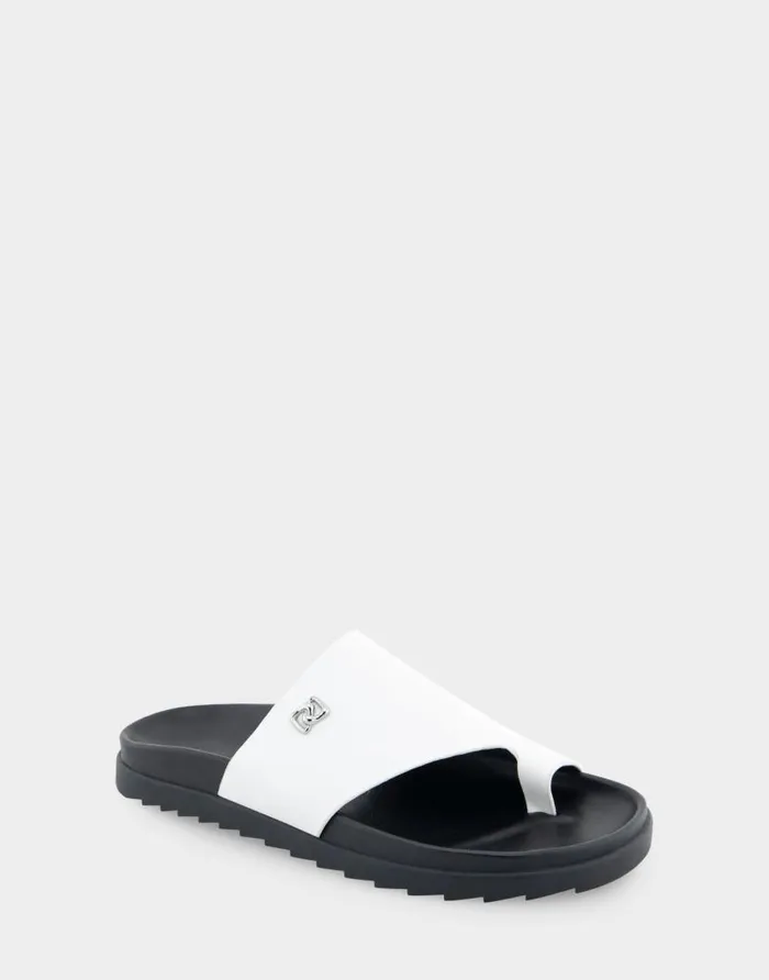 Aerosoles Comfortable Women039s Hooded Toe Ring Footbed Sandal In White Leather White Leather Women Clogs and Mules