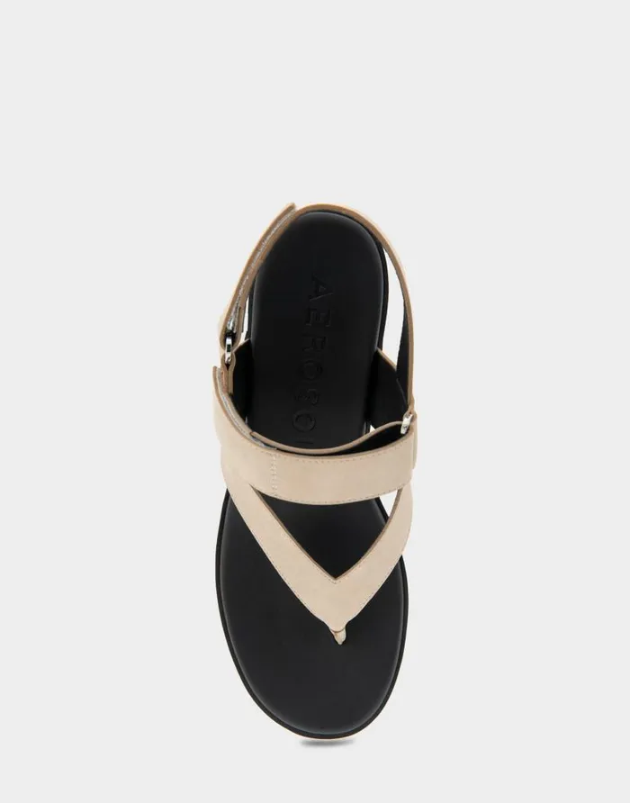 Aerosoles Comfortable Women039s Hybrid Thong Wedge Sandal In Pale Khaki Faux Leather Faux Suede Pale Khaki Faux Leather Women Clogs and Mules