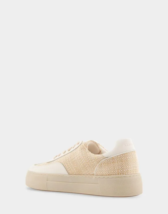 Aerosoles Comfortable Women039s Lace Up Hidden Wedge Sneaker In Sand Raffia Combo Raffia Fabric Sand Raffia Women Flatforms