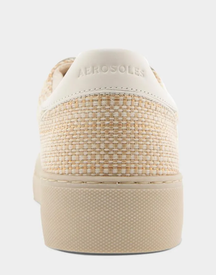 Aerosoles Comfortable Women039s Lace Up Hidden Wedge Sneaker In Sand Raffia Combo Raffia Fabric Sand Raffia Women Flatforms
