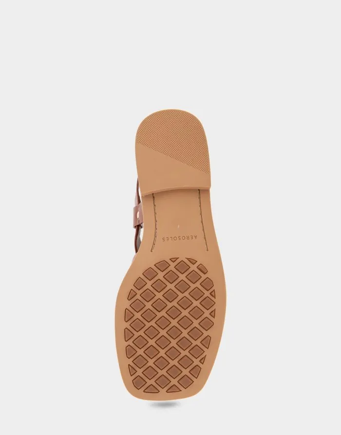 Aerosoles Comfortable Women039s Multi Strap Flat Sandal In Gingerbread Leather Gingerbread Leather Women Clogs and Mules