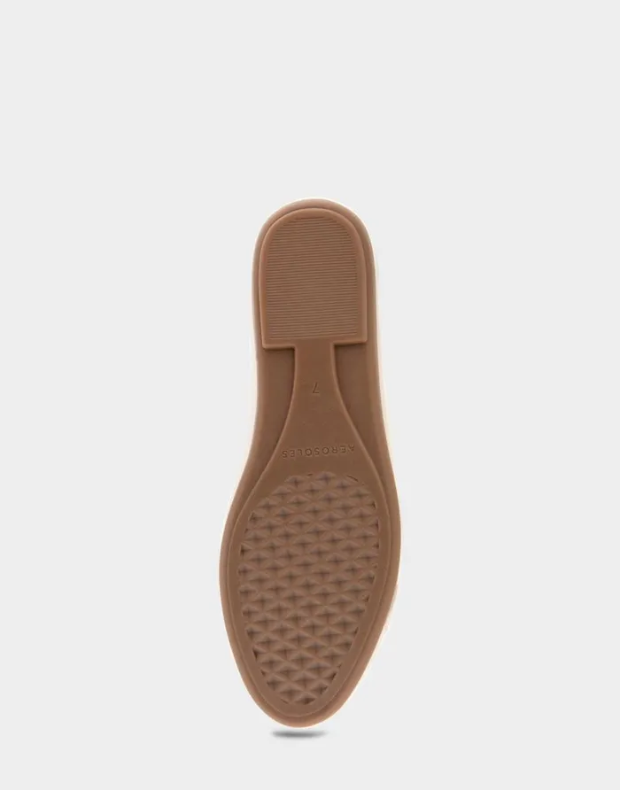 Aerosoles Comfortable Women039s Ornamented Flat In Eggnog Faux Leather Eggnog Faux Leather Women Wide Width Flats