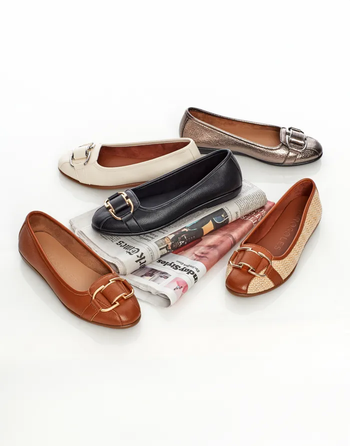 Aerosoles Comfortable Women039s Ornamented Flat In Eggnog Faux Leather Eggnog Faux Leather Women Wide Width Flats
