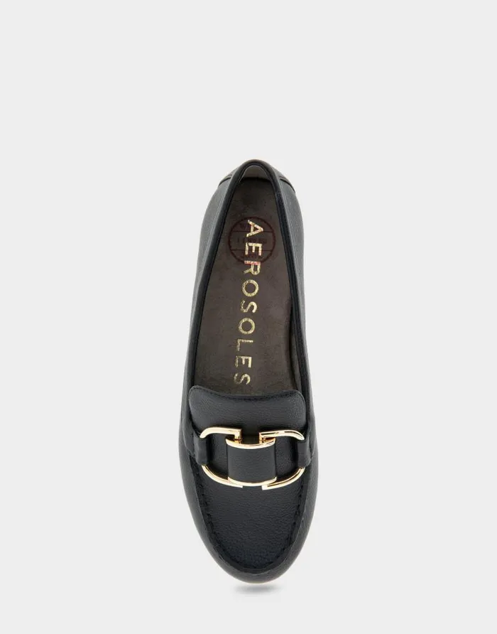 Aerosoles Comfortable Women039s Ornamented Loafer In Black Faux Leather Black Faux Leather Women Wide Width Flats
