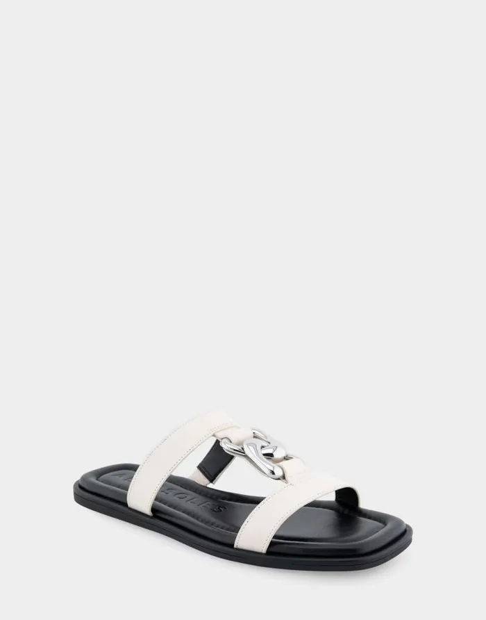 Aerosoles Comfortable Women039s Ornamented Tstrap Slide Sandal In Eggnog Leather Eggnog Leather Women Clogs and Mules