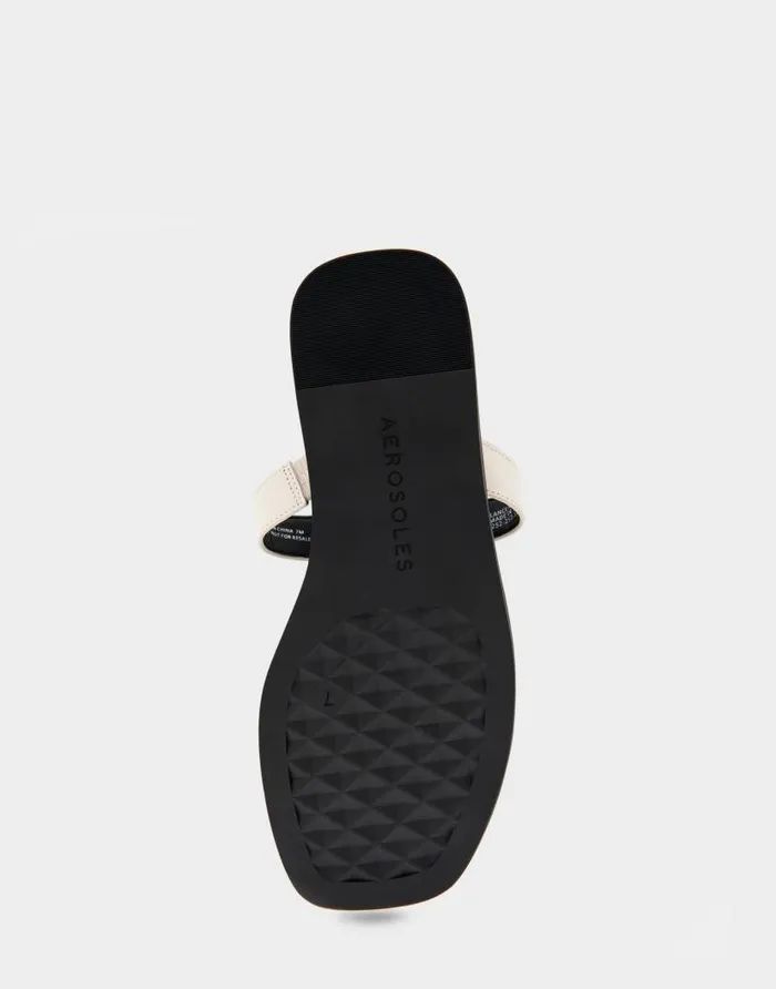 Aerosoles Comfortable Women039s Ornamented Tstrap Slide Sandal In Eggnog Leather Eggnog Leather Women Clogs and Mules