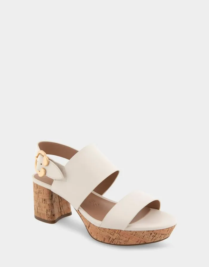 Aerosoles Comfortable Women039s Platform Sandal In Eggnog Leather Eggnog Leather Women Clogs and Mules