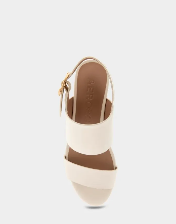 Aerosoles Comfortable Women039s Platform Sandal In Eggnog Leather Eggnog Leather Women Clogs and Mules