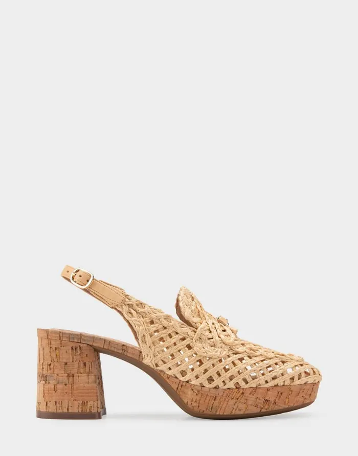 Aerosoles Comfortable Women039s Platform Slingback In Natural Raffia Fabric Natural Women Dress
