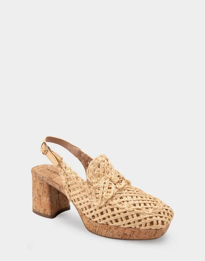 Aerosoles Comfortable Women039s Platform Slingback In Natural Raffia Fabric Natural Women Dress
