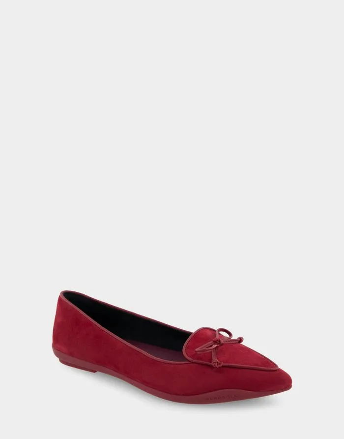 Aerosoles Comfortable Women039s Point Toe Flat In Burgundy Genuine Suede Pomegranate Genuine Suede Women Dress
