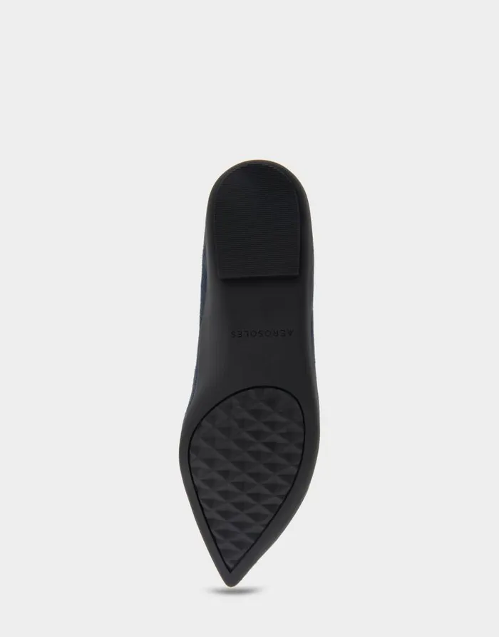 Aerosoles Comfortable Women039s Point Toe Flat In Navy Genuine Suede Navy Genuine Suede Women Ballet