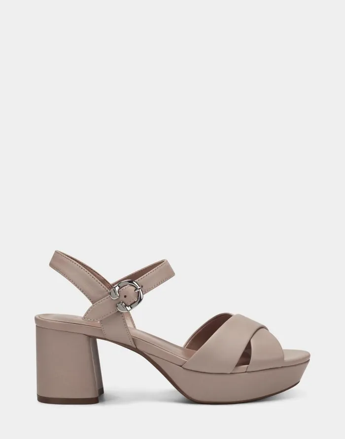 Aerosoles Comfortable Women039s Sandal In Nude Genuine Leather Beige Leather Women Platforms
