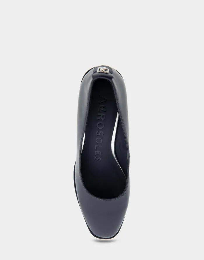 Aerosoles Comfortable Women039s Sculpted Wedge Pump In Navy Leather Navy Leather Women Clogs and Mules
