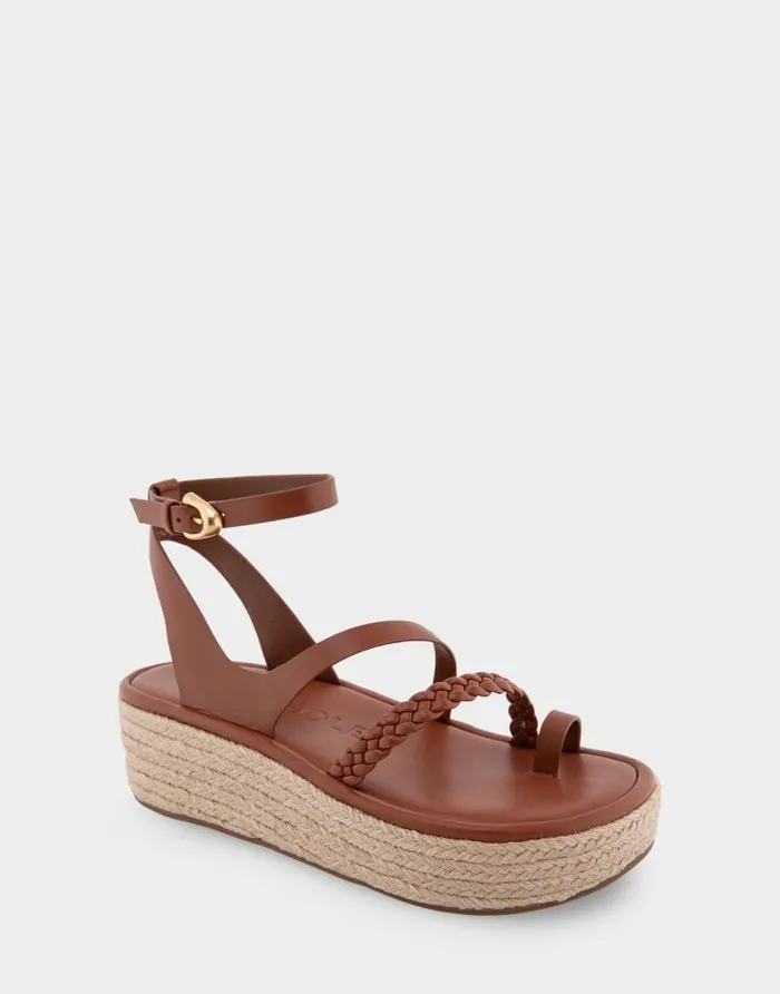 Aerosoles Comfortable Women039s Strappy Flatform Sandal In Gingerbread Leather Gingerbread Leather Women Clogs and Mules
