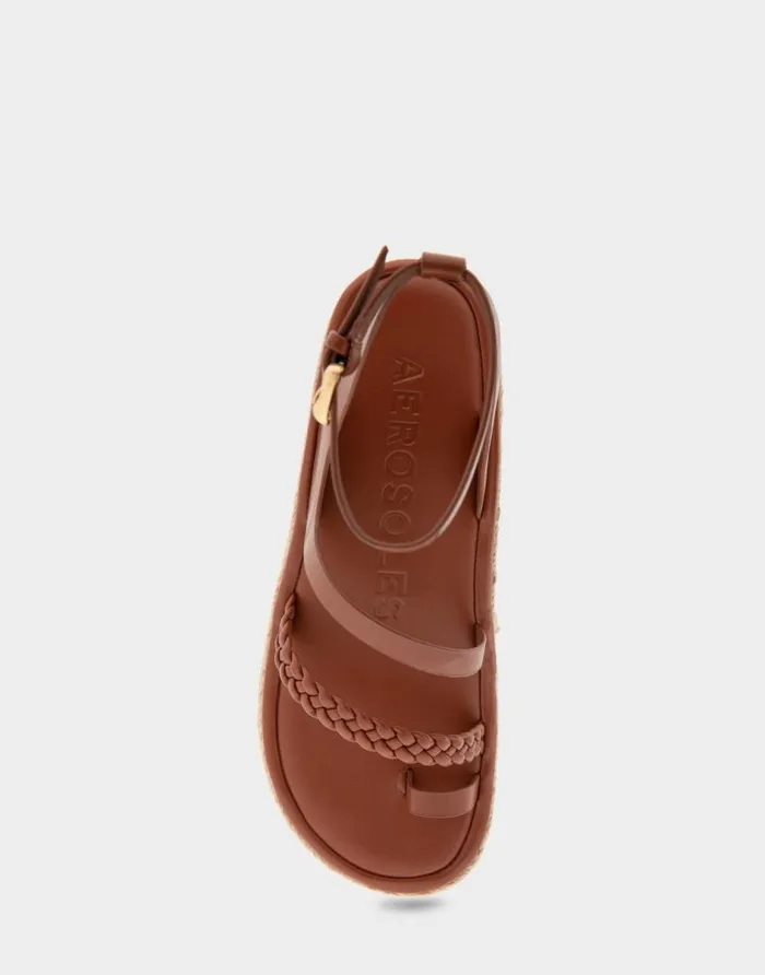 Aerosoles Comfortable Women039s Strappy Flatform Sandal In Gingerbread Leather Gingerbread Leather Women Clogs and Mules