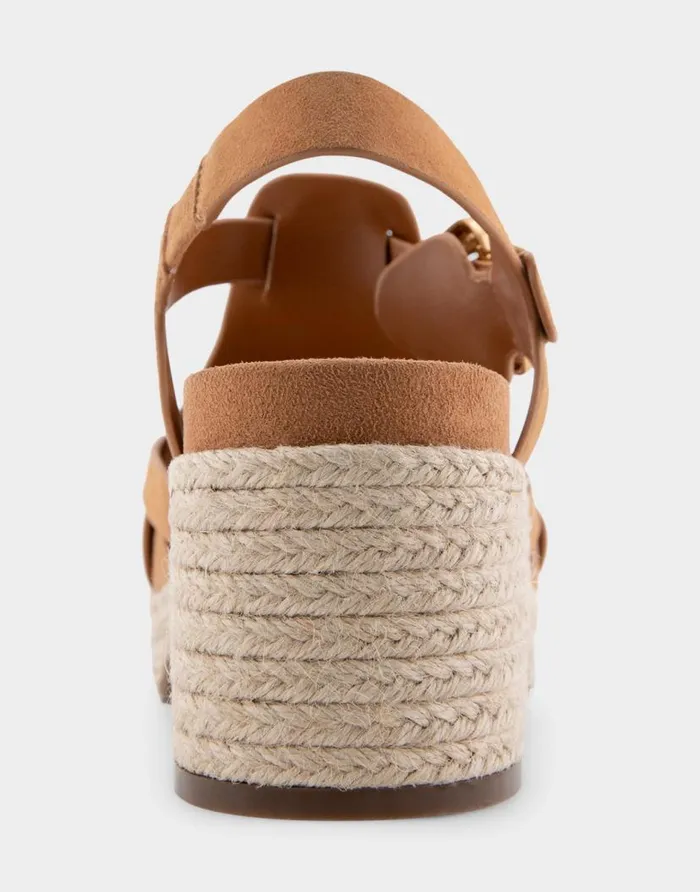 Aerosoles Comfortable Women039s Strappy Molded Footbed Platform Sandal In Tan Suede Tan Suede Women Platforms