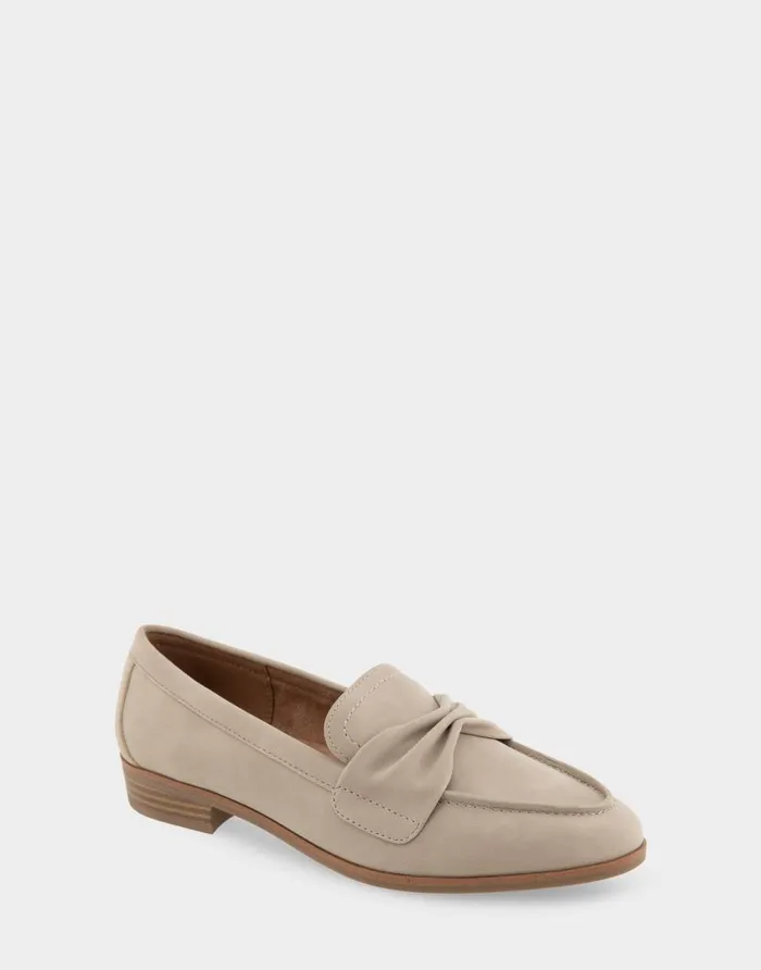 Aerosoles Comfortable Women039s Tailored Loafer In Pale Khaki Faux Leather Faux Suede Pale Khaki Faux Leather Women Loafers