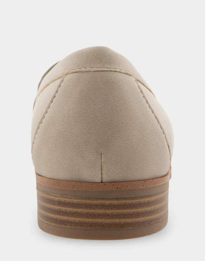 Aerosoles Comfortable Women039s Tailored Loafer In Pale Khaki Faux Leather Faux Suede Pale Khaki Faux Leather Women Loafers