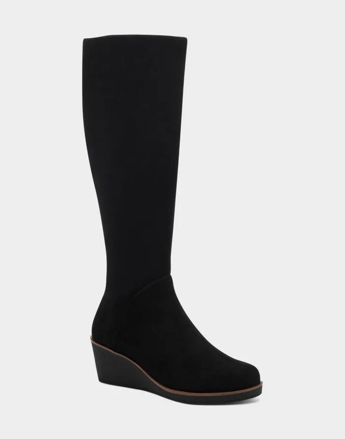 Aerosoles Comfortable Women039s Tall Boot In Black Faux Suede Black Faux Suede Women Wide Width Boots