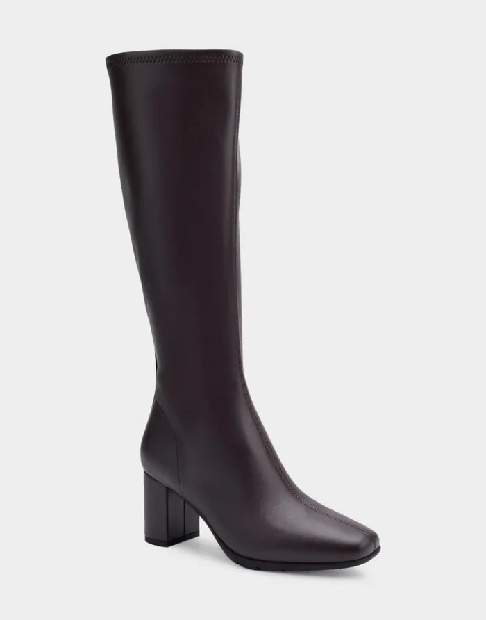 Aerosoles Comfortable Women039s Tall Boot In Brown Stretch Brown Faux Leather Women Tall Boots