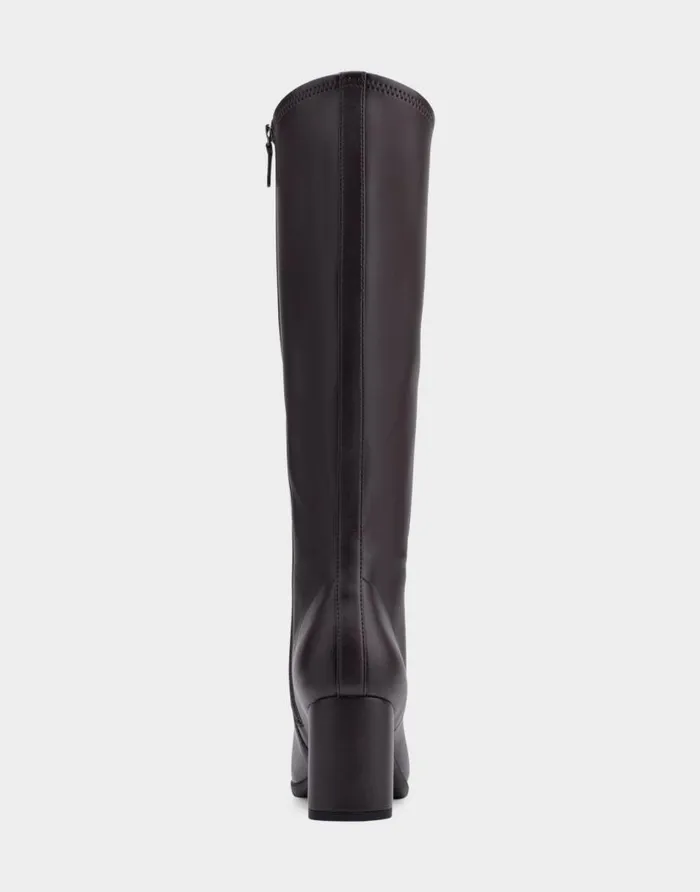 Aerosoles Comfortable Women039s Tall Boot In Brown Stretch Brown Faux Leather Women Tall Boots