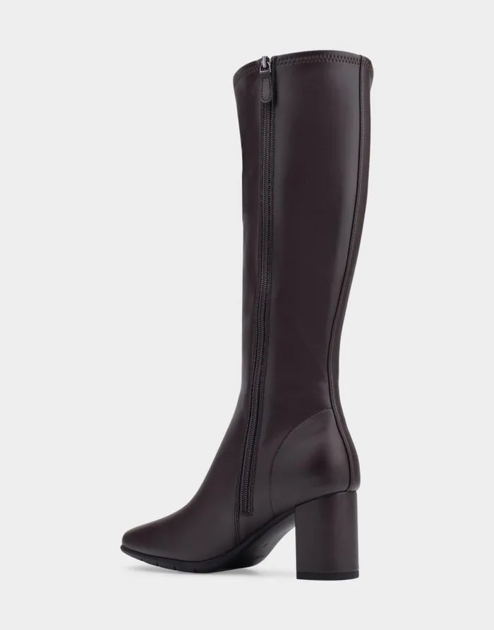 Aerosoles Comfortable Women039s Tall Boot In Brown Stretch Brown Faux Leather Women Tall Boots