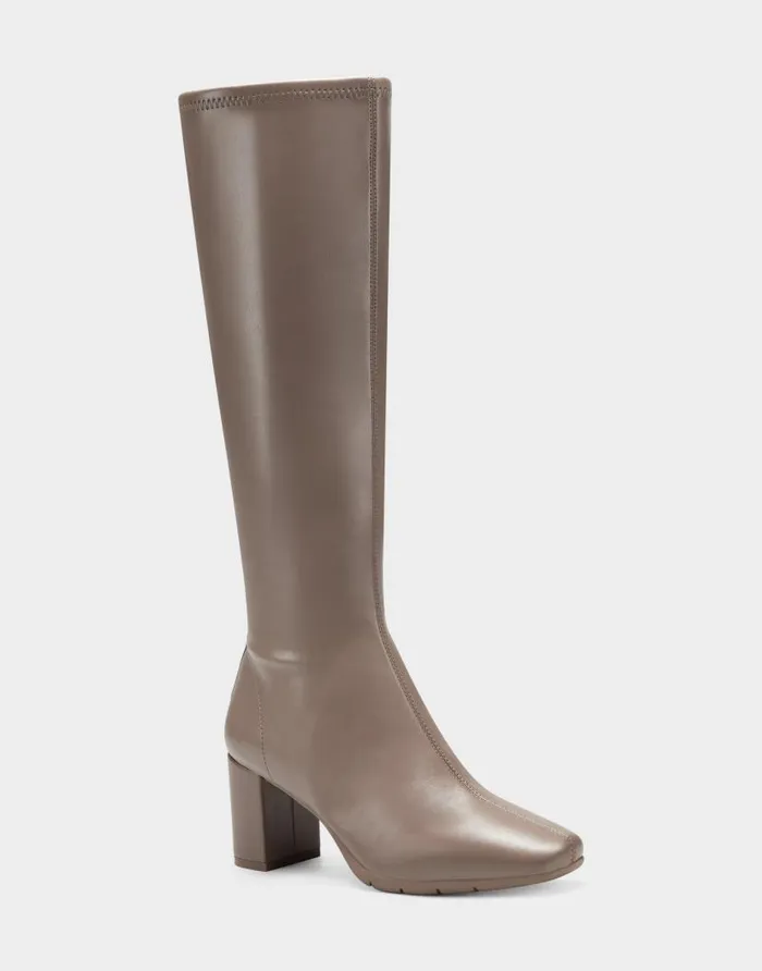 Aerosoles Comfortable Women039s Tall Boot In Taupe Stretch Taupe Faux Leather Women Tall Boots