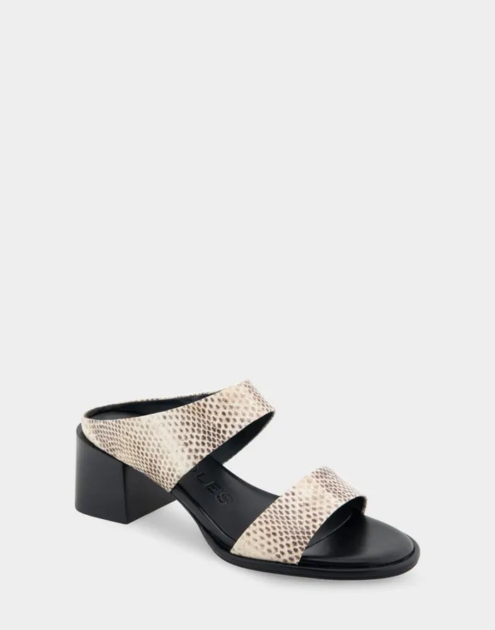 Aerosoles Comfortable Women039s Two Band Block Heel Sandal In Roccia Snake Print Leather Roccia Snake Print Leather Women Clogs and Mules