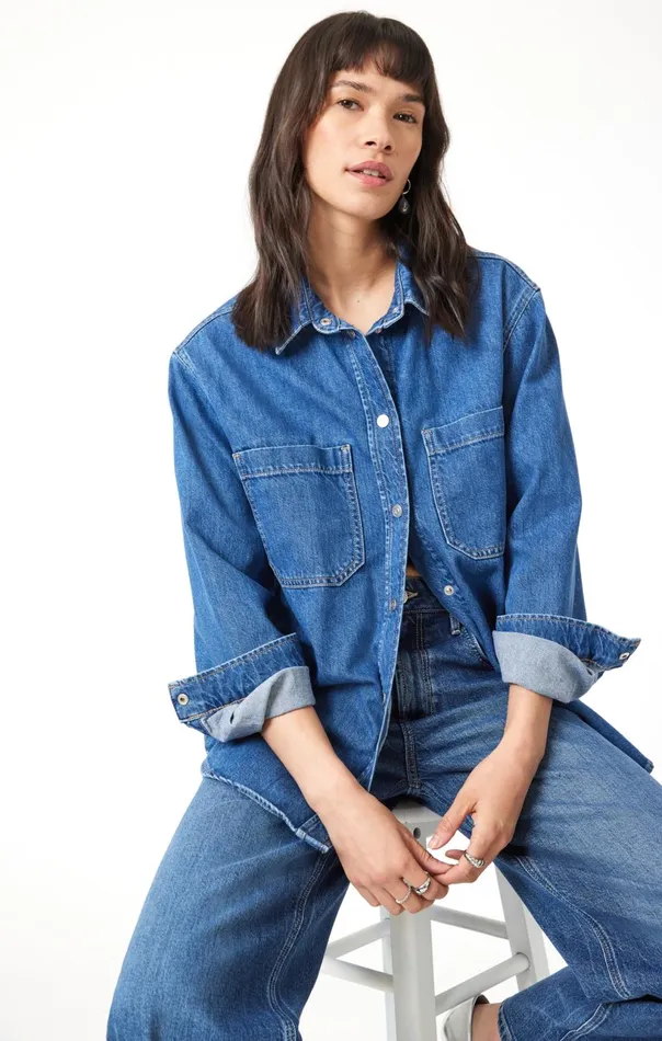 Alesta Denim Shirt In Dark Classic Blue Women Mavi Jeans Shirts