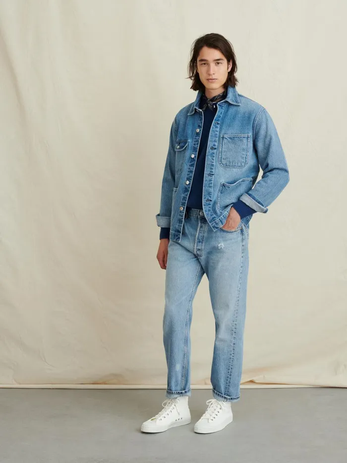 Alex Mill Denim Men Work Jacket In Vintage Wash Denim