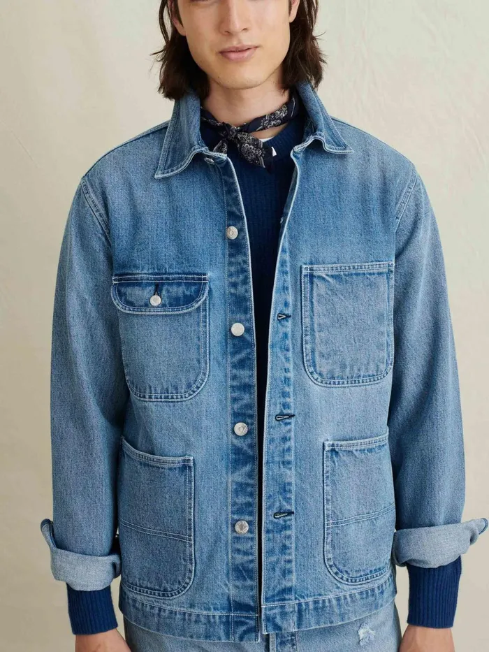 Alex Mill Denim Men Work Jacket In Vintage Wash Denim