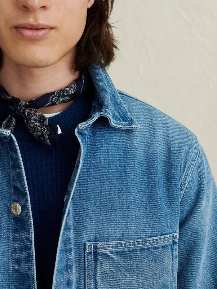 Alex Mill Denim Men Work Jacket In Vintage Wash Denim